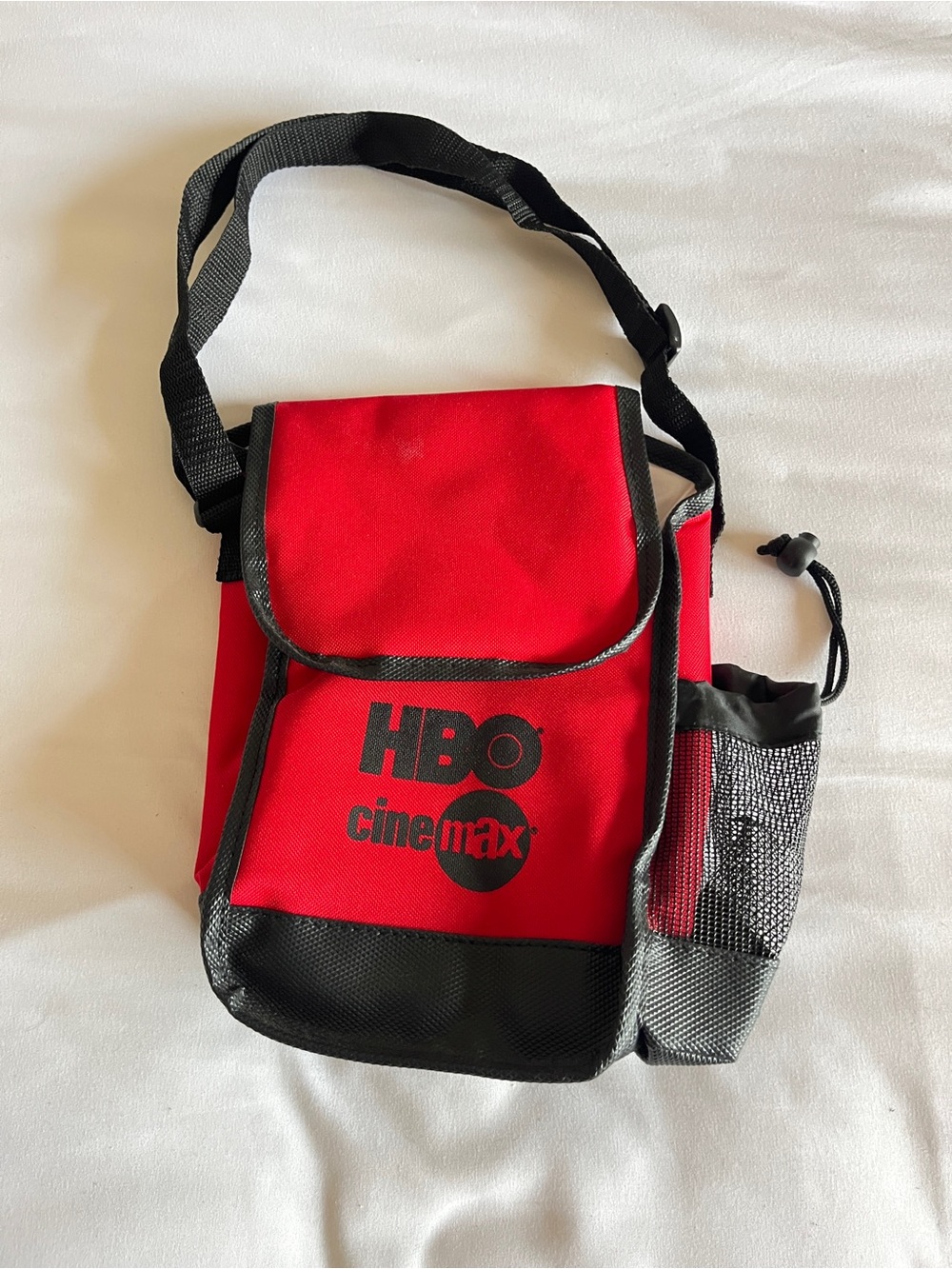 Vintage HBO Cinemax Red Black Insulated Lunch Bag Cooler Adjustable Strap